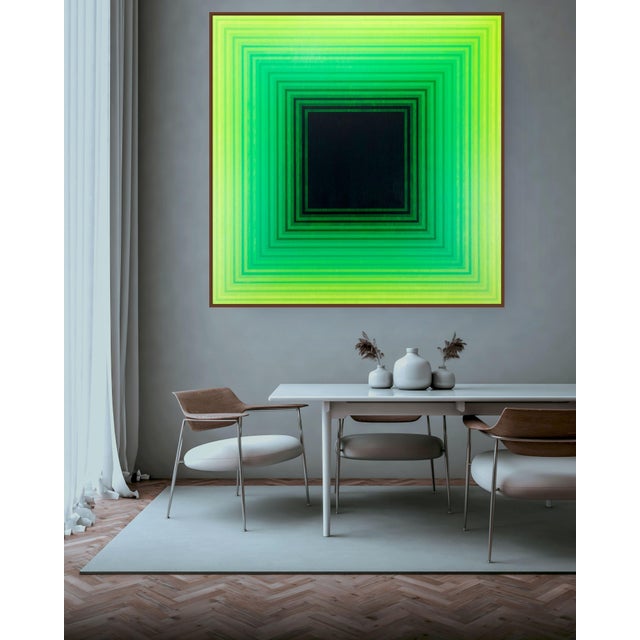Contemporary Abstract Acrylic on Canvas "Incremental Light (Green Light)" by Andy Harwood For Sale - Image 4 of 5