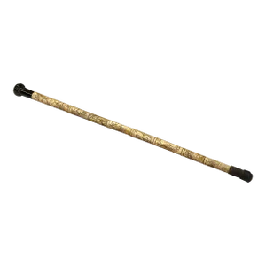 Vintage Chinese Old Men Engraved Motif Bone Color Resin Inset Walking Stick