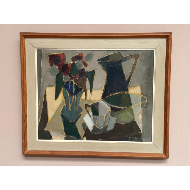Sven Johansson, Cubist Still Life, 1960s, Oil Painting on Panel, Framed For Sale - Image 10 of 18