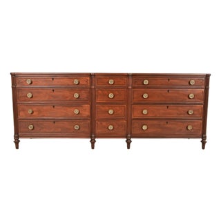 Kittinger French Regency Louis XVI Carved Mahogany Twelve-Drawer Dresser or Credenza, Newly Refinished For Sale