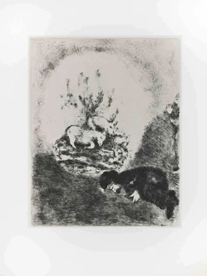 Marc Chagall, The Sacrifice of Noah, Etching, 1956