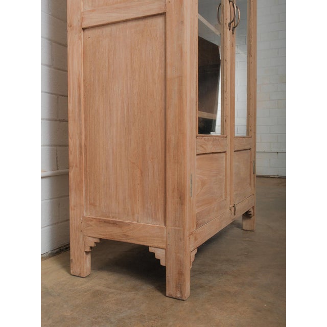 Bleached Wood Glass-Front Display Cabinet For Sale In Greensboro - Image 6 of 6