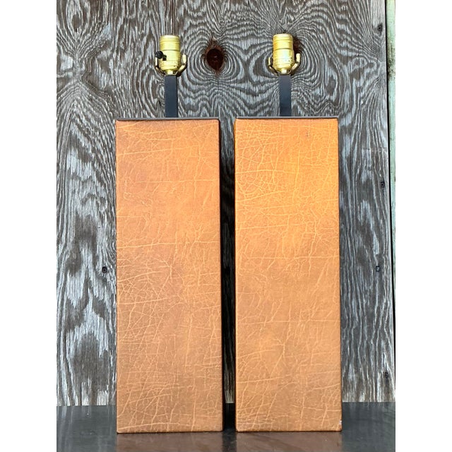 Vintage Boho Wrapped Leather Lamps - a Pair For Sale In West Palm - Image 6 of 10
