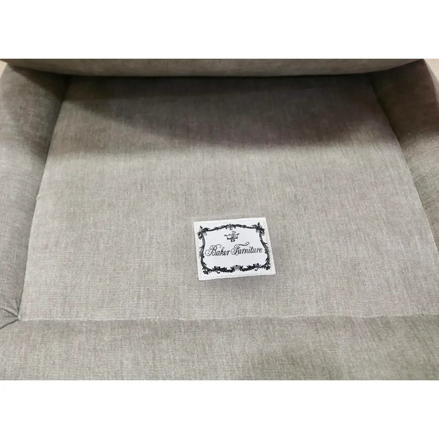 Modern Baker Furniture Newly Re-Upholstered Armless Slipper Chairs in Velvet Chenille -a Pair For Sale - Image 3 of 4