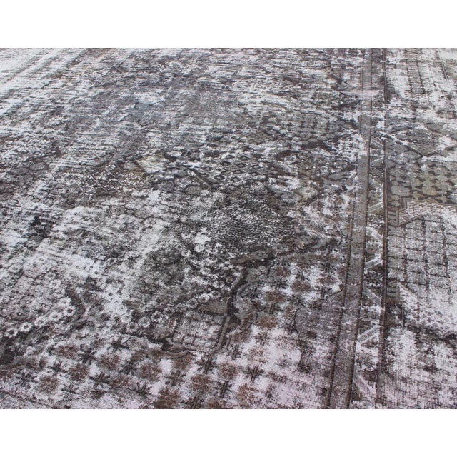 Charcoal Mid 20th Century Vintage Persian Rug With Modern Design in Shades of Gray & Charcoal For Sale - Image 8 of 9