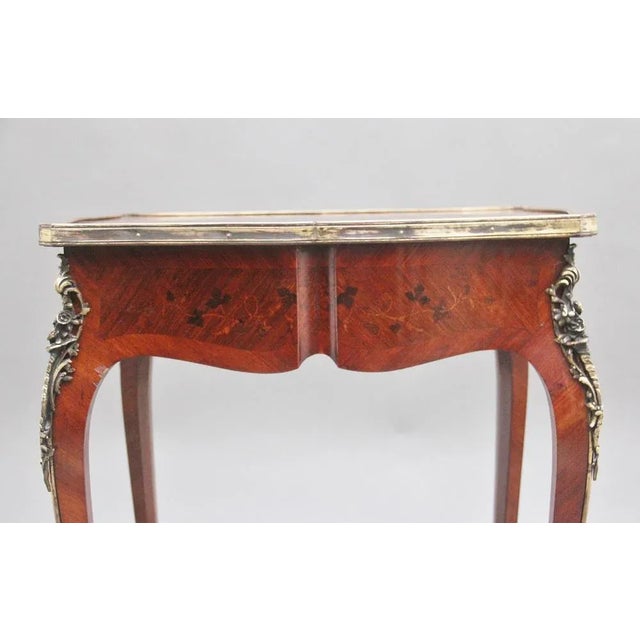 19th Century French Freestanding Kingwood and Marquetry Side Table, 1880s For Sale - Image 3 of 13