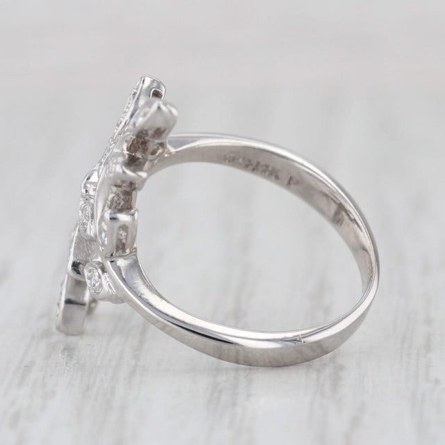 0.20ctw Vine Work Flower Bypass Ring 14k White Gold Size 6.25 Floral Cocktail For Sale In Greensboro - Image 6 of 8