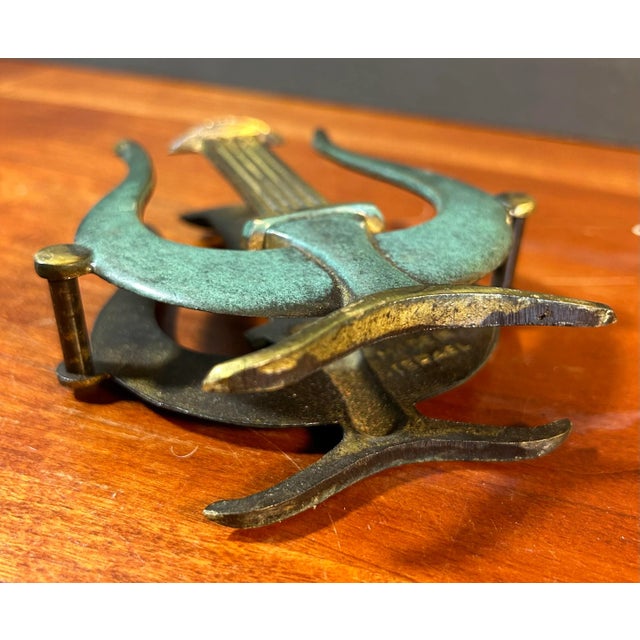 1960’s Vintage Bronze Harp Lyre Letter Holder Made in Israel For Sale - Image 4 of 6