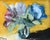 Abstract Colorful Bouquet of Flowers Oil Painting Including the Antiqued Gold Wood Frame For Sale - Image 3 of 5