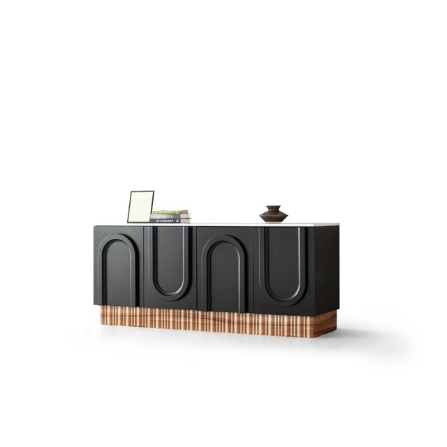 Cara Black and Gold Sideboard For Sale In Los Angeles - Image 6 of 15