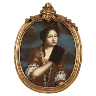 Italian Artist, Female Portrait, 18th Century, Oil on Canvas, Framed For Sale