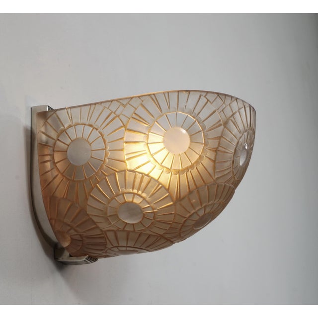 Metal French Art Deco Wall Sconces by Simonet Freres 1920s France - A Pair For Sale - Image 7 of 14
