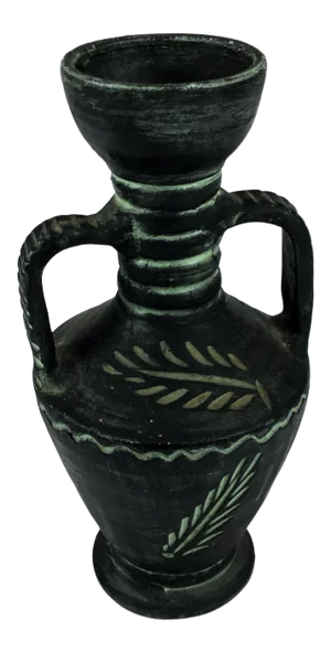 Vintage Mediterranean Terra Cotta Clay Greek Design Vase