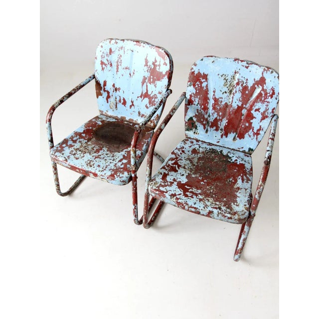 Mid 20th Century Mid-Century Metal Patio Chairs Pair For Sale - Image 5 of 12
