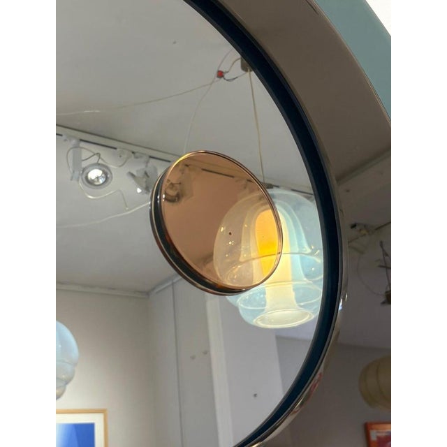Glass Vintage Round Mirror, Italy, 1980s For Sale - Image 7 of 8