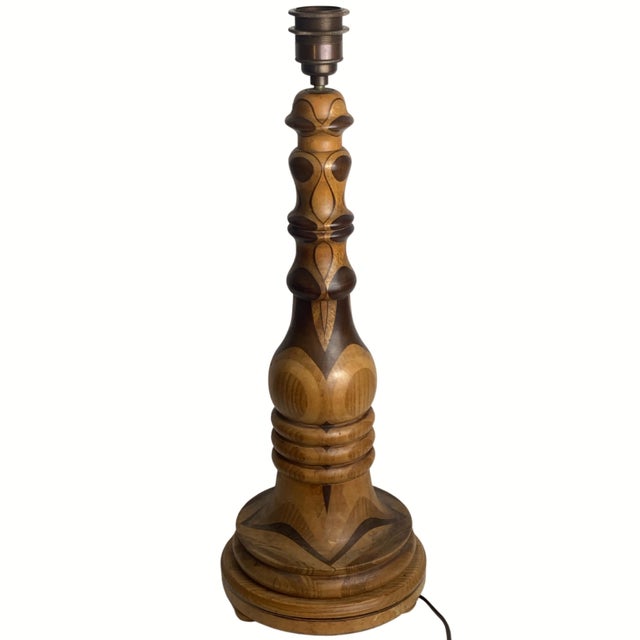 Art Deco Mid-Century Curved Wood Table Lamp, 1950s For Sale - Image 11 of 14