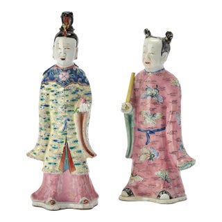 18th-Century Chinese Export Porcelain Figures of Two Immortals For Sale