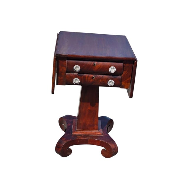 Mid 19th Century 1840 American Mahogany Empire Drop Leave Side Table. For Sale - Image 5 of 17