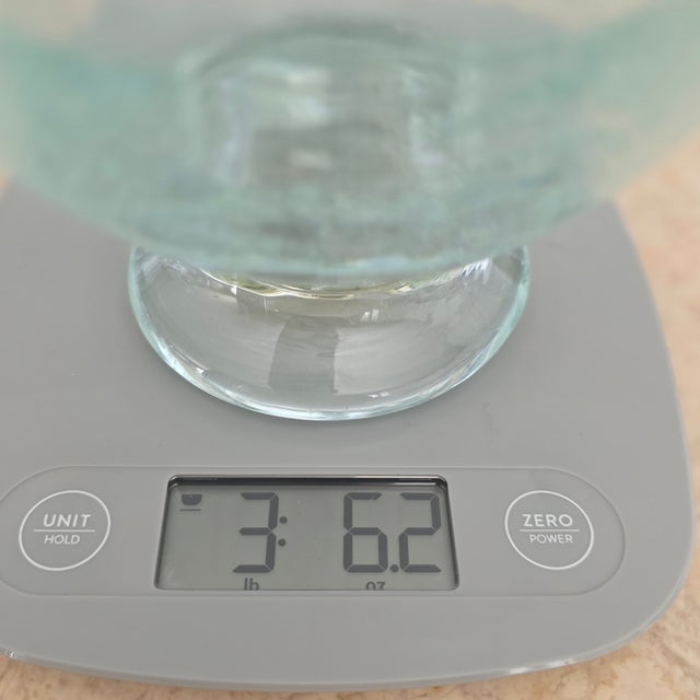 Monte Dunlavy Blenko Hand-Blown Crackle Glass Pedestal Bowl- Stamped Signature For Sale - Image 10 of 10