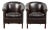 English-Style Dark Cowhide Club Armchairs, Set of 2 For Sale