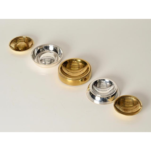Egg Stackable Ashtray / Catchall in Brass and Chrome by Tommaso Barbi, Italy, 1970s For Sale - Image 10 of 14