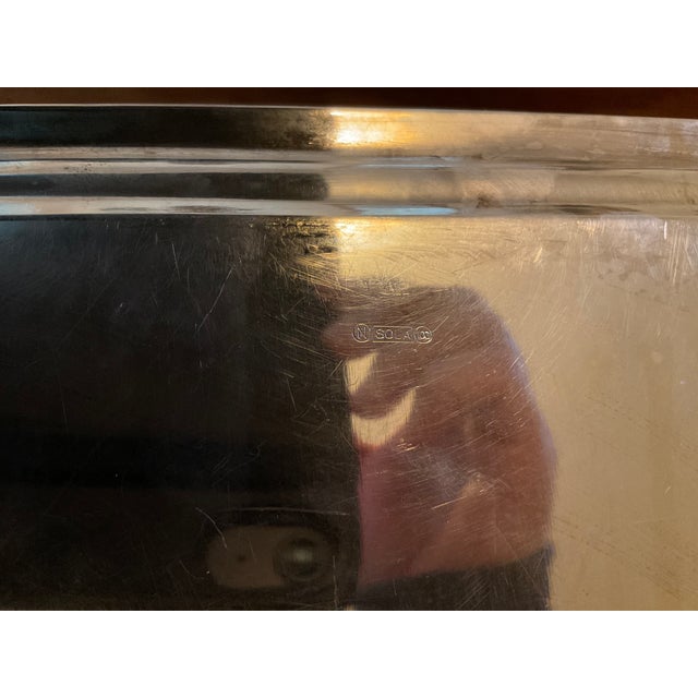 Vintage Mid Century Small Silver Plated Tray Heavy Seamless Edge Serving Drinks Dish For Sale - Image 10 of 10