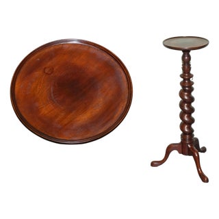 Vintage Hardwood Barley Twist Pedestal Plant Stand For Sale