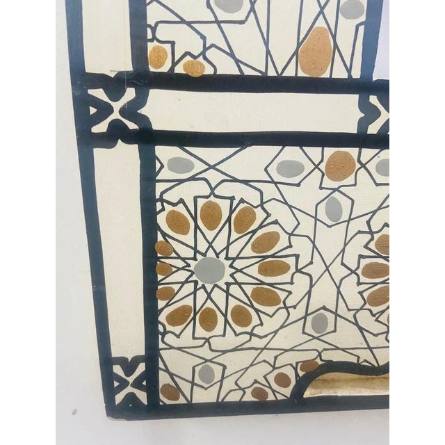 White Moroccan Bohemian Style White and Gold Arch Shape Wall, Table or Vanity Mirror For Sale - Image 8 of 11