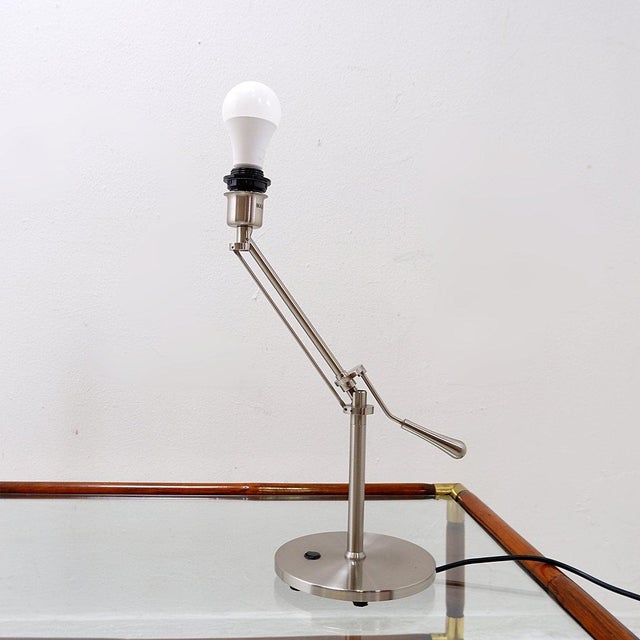 Brushed Steel Table Lamps with Adjustable Rake, Set of 2 For Sale - Image 11 of 16