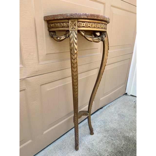Early 20th Century Louis XVI French Provincial Neoclassical Gilt Wood Marble Top Table For Sale - Image 5 of 12