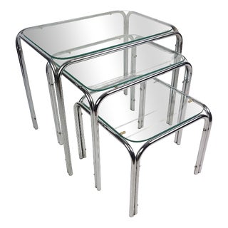 Vintage Chrome Side Tables, 1970s, Set of 3 For Sale