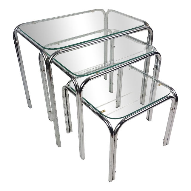 Vintage Chrome Side Tables, 1970s, Set of 3 For Sale