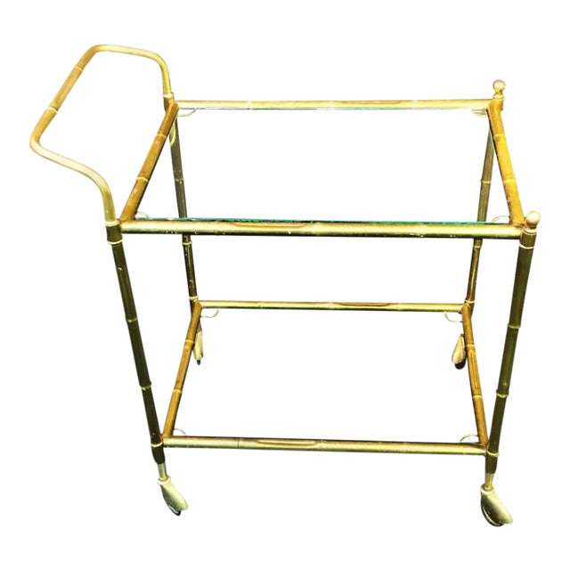 Bagues Style Brass Bamboo Bar Cart For Sale