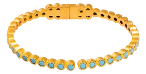 Turquoise Gemstone & Gold Dainty Bangle Bracelet