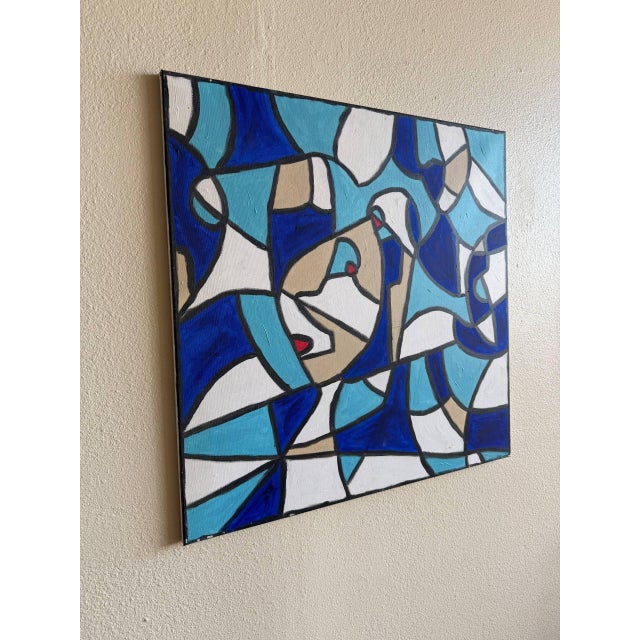Abstract Blue & White Geometric Painting by Gavin Mc Groggan – Contemporary Modern Art For Sale - Image 9 of 9