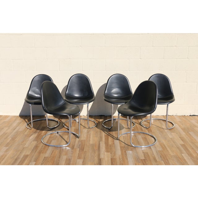 1960s Set of Six “Maia” Dining Chairs by Giotto Stoppino for Bernini, Italy, 1960s – Chrome & Leather For Sale - Image 5 of 18