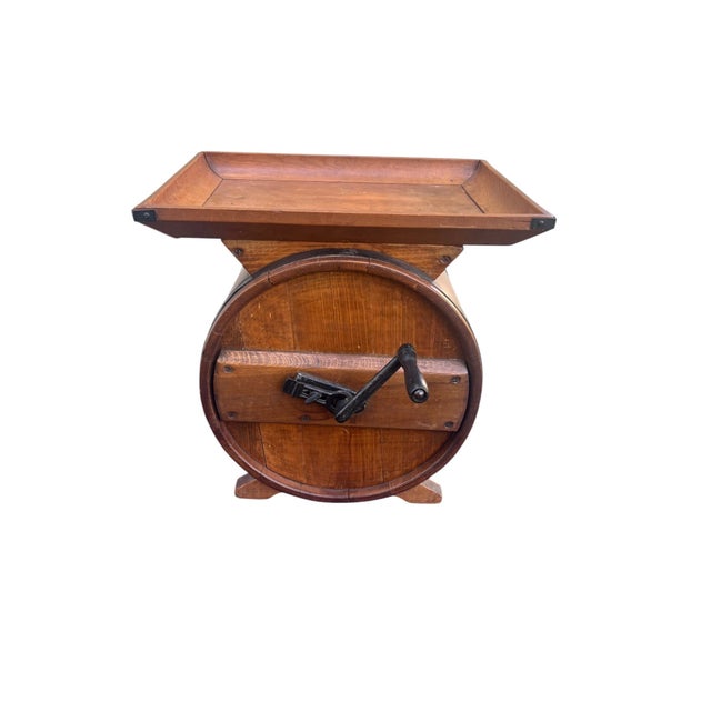 American Antique Primitive Butter Churn Side Table For Sale - Image 3 of 16