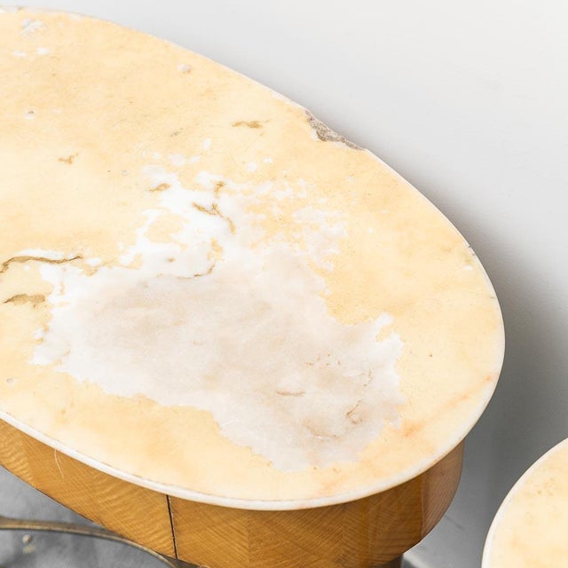 Metal Bedside Tables in Wood, Marble and Brass, 1950s, Set of 2 For Sale - Image 7 of 13