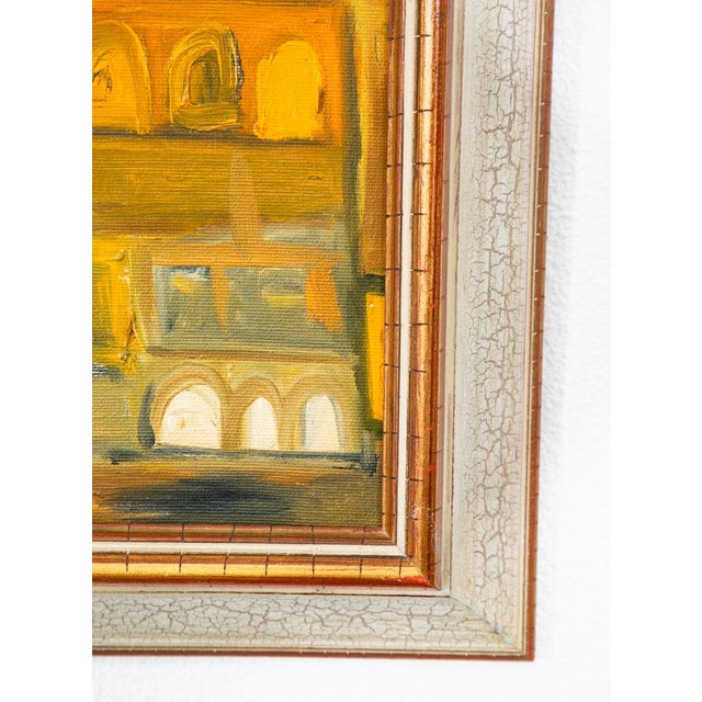 Mid Century Modern Painting Art Abstract Landscape Frame Cityscape Abstract MCM For Sale - Image 9 of 12