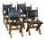Brutalist Dutch Oak and Leather X-Frame Chairs by Bram Sprij, 1960s, Set of 6 For Sale