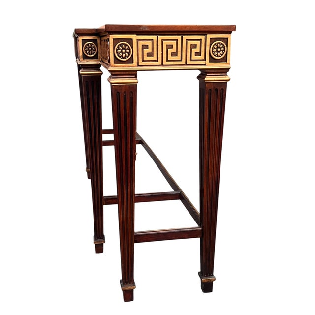 Wood Late 20th Century Hickory White Greek Key Console For Sale - Image 7 of 18