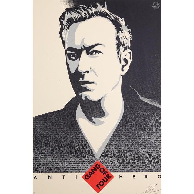Shepard Fairey, aka Obey Giant (1970) Andy Gill, Anti-Hero Original color lithograph Signed and dated 2020 in pencil On...