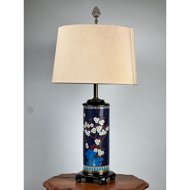 Japanese Vintage Japanese Cloisonné Cylinder Table Lamp by Knob Creek For Sale - Image 3 of 9