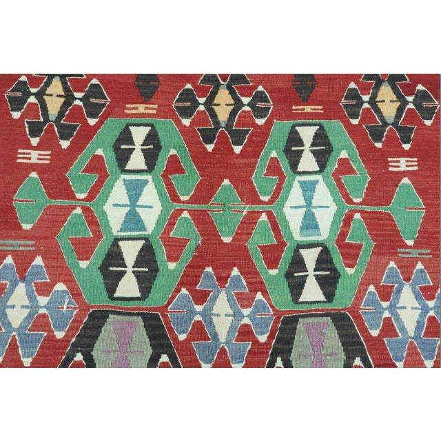 Vintage Red Kilim Style Rug | Chairish
