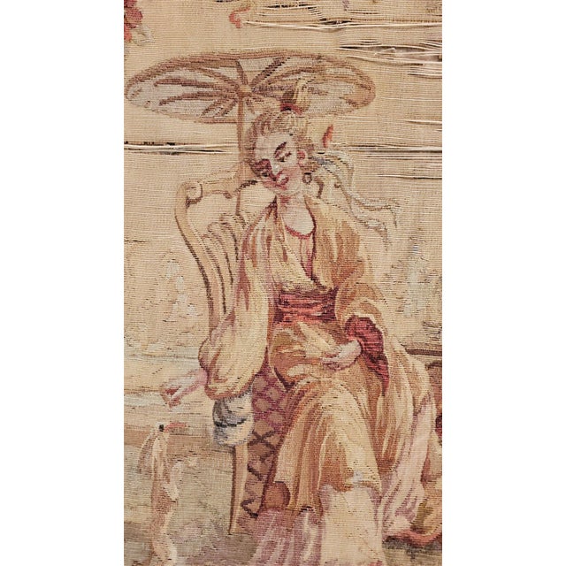 Mid 19th Century Early 19th Century French Tapestry With Wooden Custom Frame For Sale - Image 5 of 7