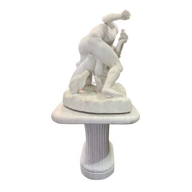 Life-Size Italian Carrara Marble Sculpture of Roman Wrestlers Grand Tour Classical Sculpture Late 19th Century Offered for...