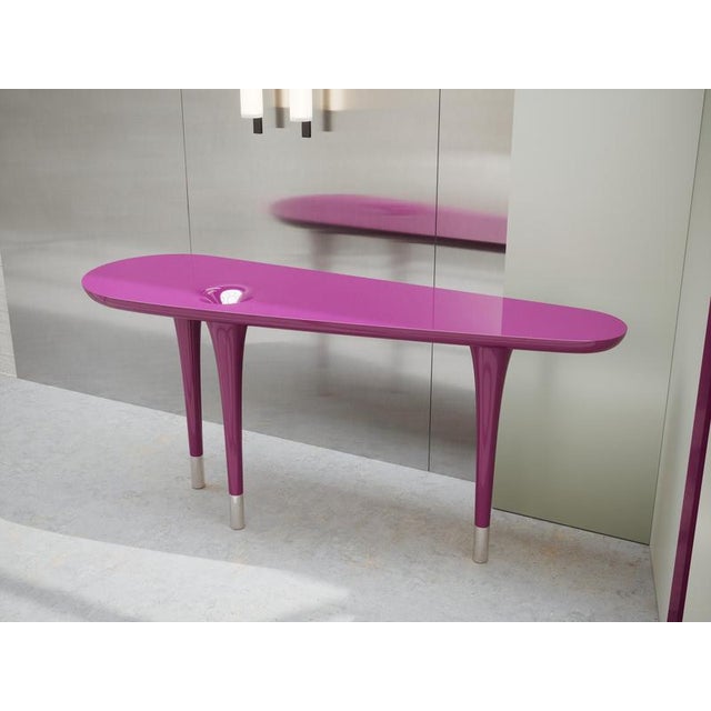 Metal Delphine Console Table with Traffic Purple Lacquer Finish by Ultramobili For Sale - Image 7 of 12