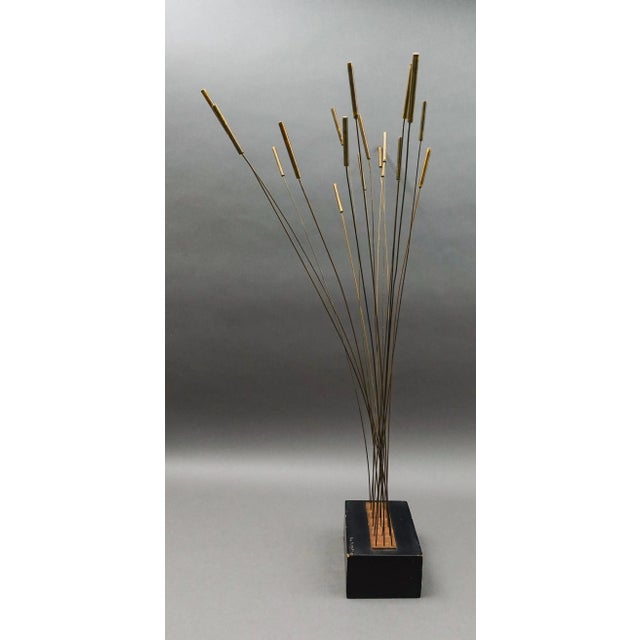 Ray Berger Brutalist Mid-Century Modern Vintage Cattail Mixed Metal Kinetic Art Sculpture For Sale - Image 4 of 11