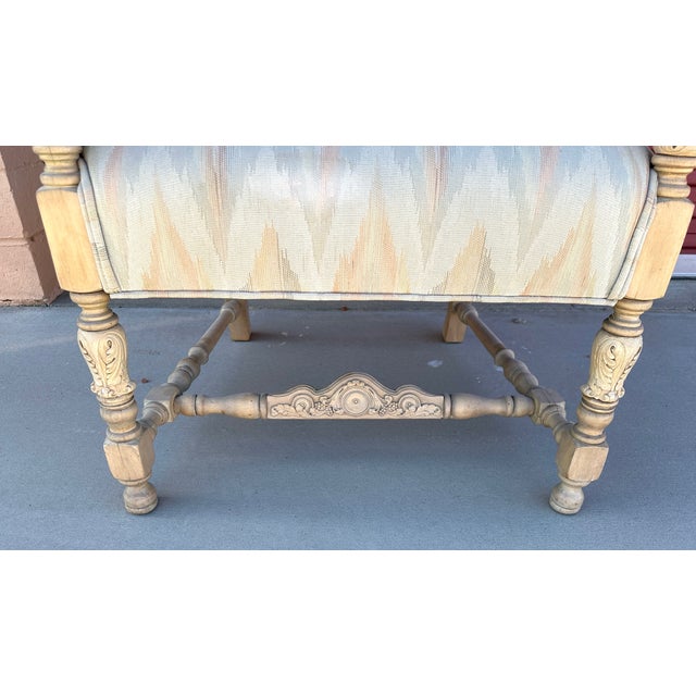 Wood Vintage Regency Ikat Armchair For Sale - Image 7 of 12