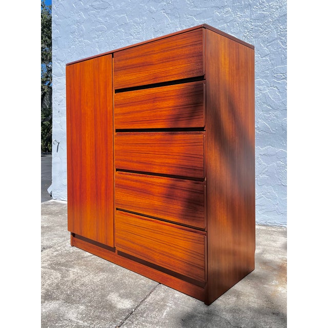 Mid-Century Modern Danish Mid 20th Century Modern Teak Highboy Dresser or Gentlemen’s Chest For Sale - Image 3 of 17